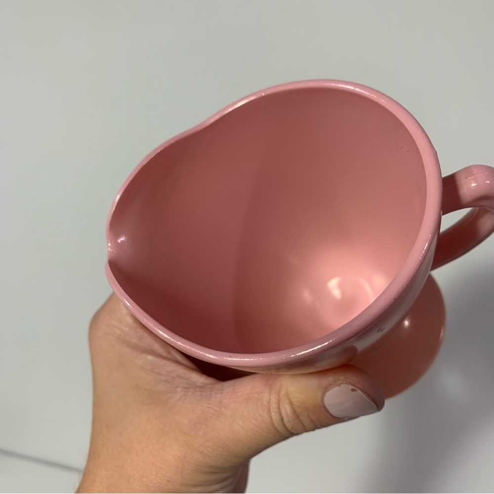 HAZEL-ATLAS Ovide Platonite Pink Cream & Sugar Set Vintage Pink Milk Glass - Picture 4 of 11